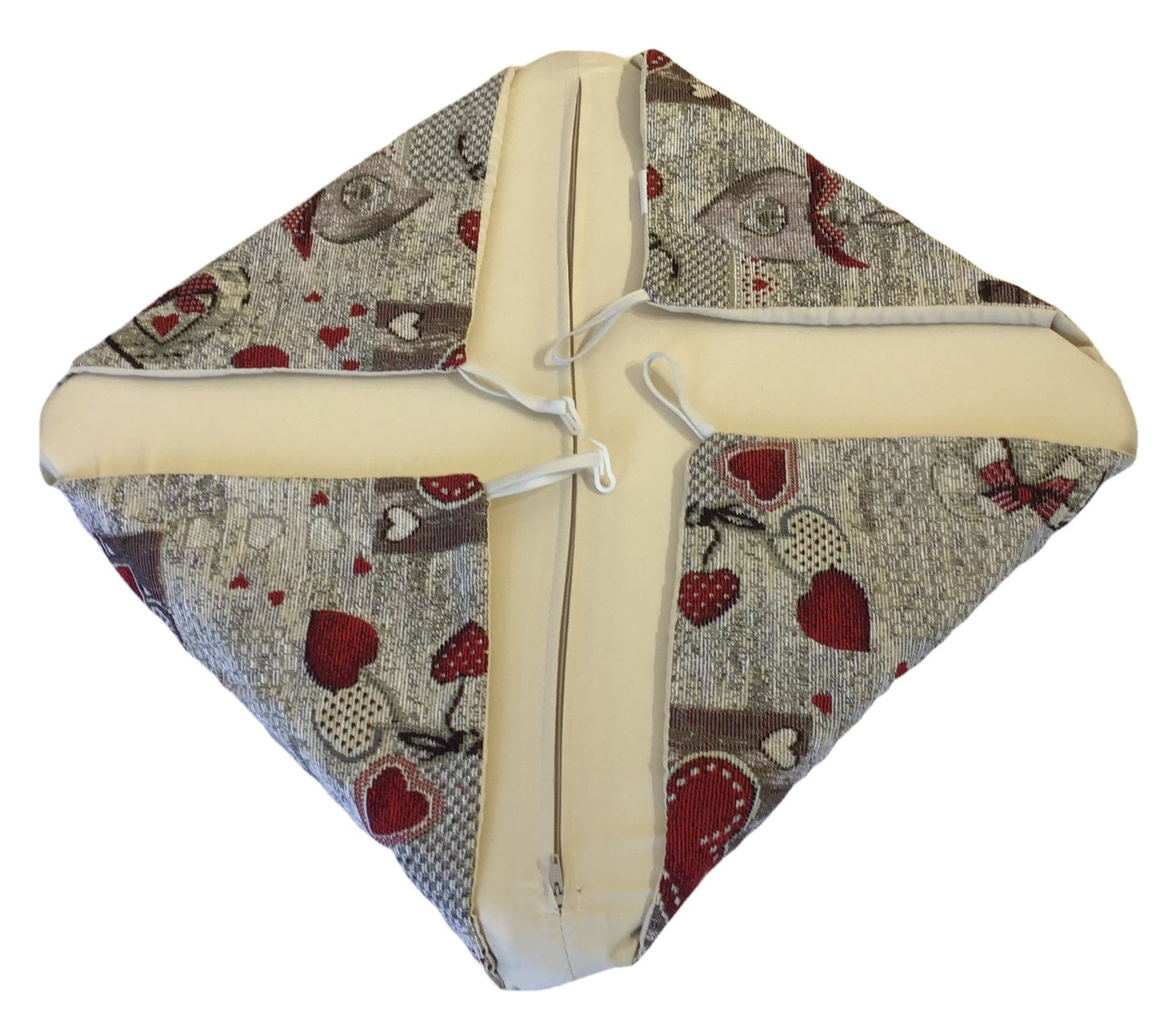 Galettes de chaise à rabats- Set 4/6 Coussins - coloris beige - Tissu Gobelin
