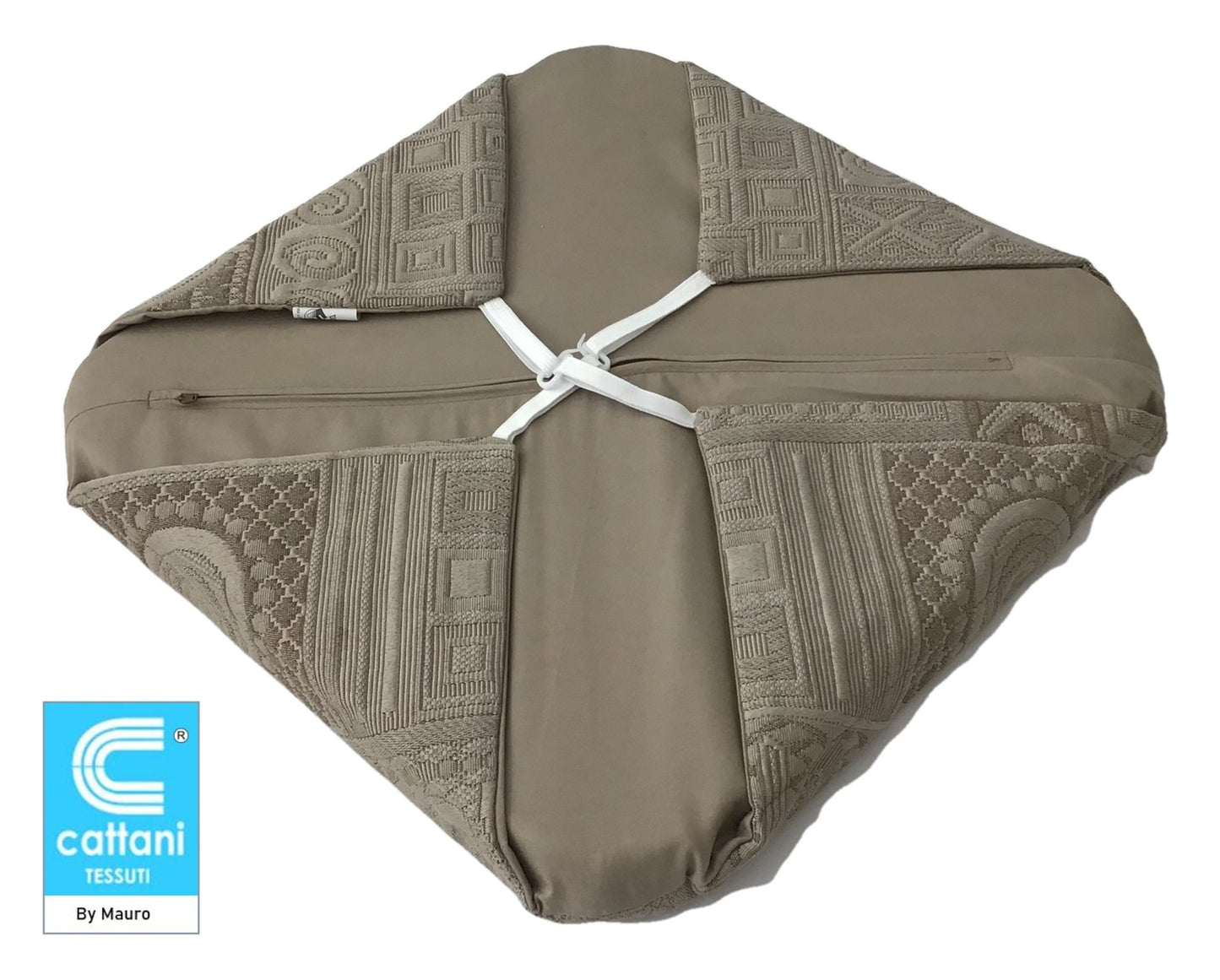 Galettes coussins pour chaise de cuisine Set 4/6 - coloris taupe - Tissu Jacquard Matelasse