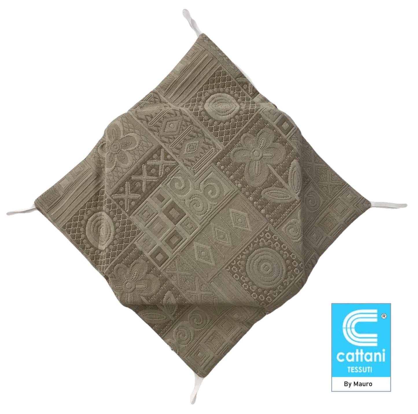 Galettes coussins pour chaise de cuisine Set 4/6 - coloris taupe - Tissu Jacquard Matelasse