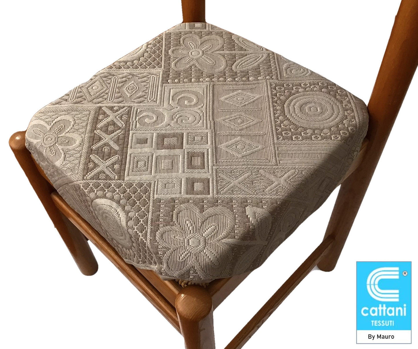 Galettes coussins pour chaise de cuisine Set 4/6 - coloris taupe - Tissu Jacquard Matelasse