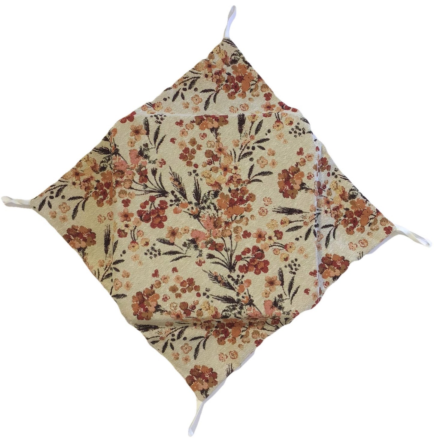Galettes de chaise à rabats de cuisine - Set 4/6 Coussins - Tissu Gobelin - couleur beige - art. fleurs