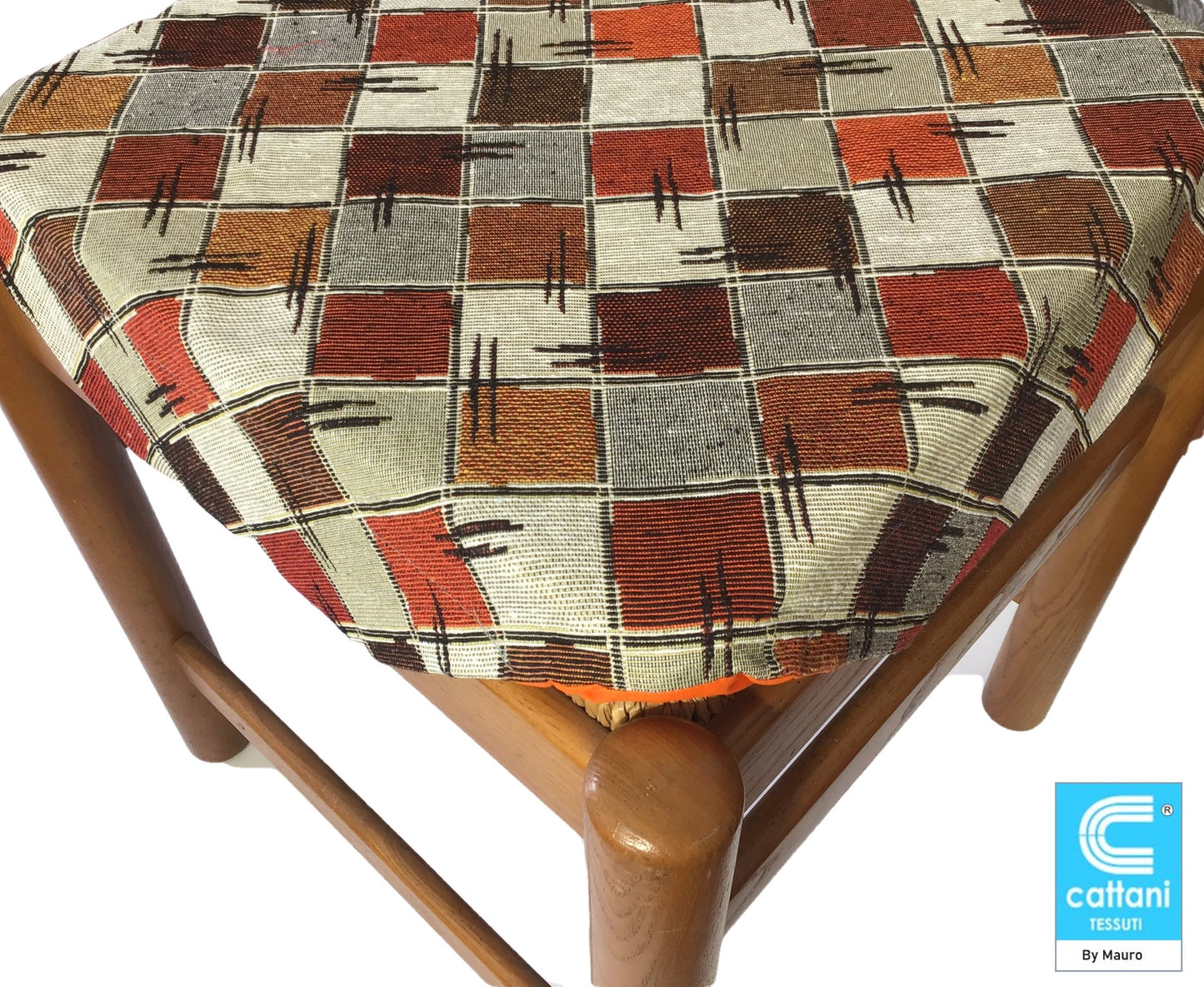 Galettes de chaise à rabats de cuisine - Set 4/6 Coussins - Tissu Gobelin - couleur orange - art.chess