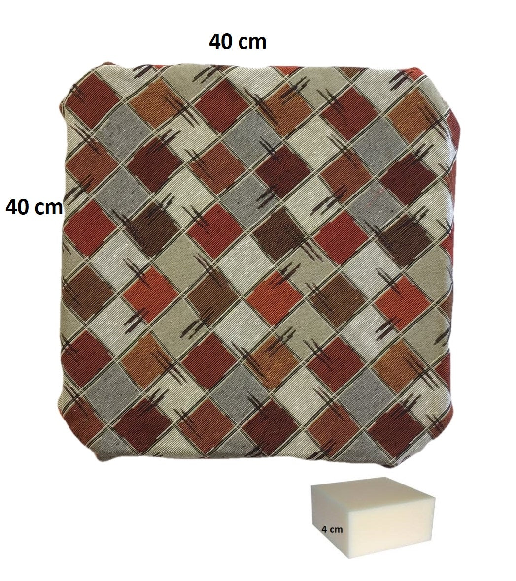 Galettes de chaise à rabats de cuisine - Set 4/6 Coussins - Tissu Gobelin - couleur orange - art.chess