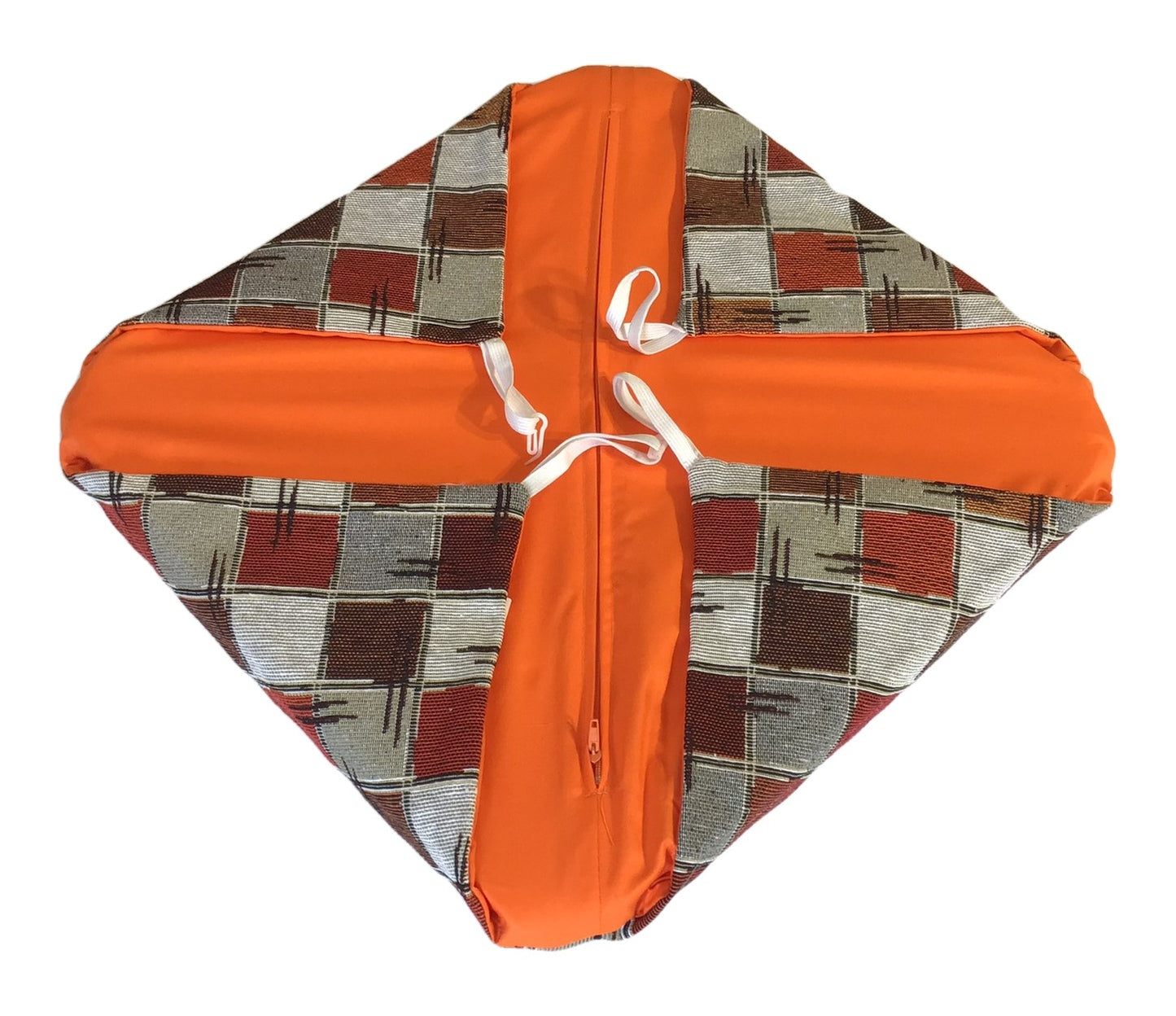 Galettes de chaise à rabats de cuisine - Set 4/6 Coussins - Tissu Gobelin - couleur orange - art.chess