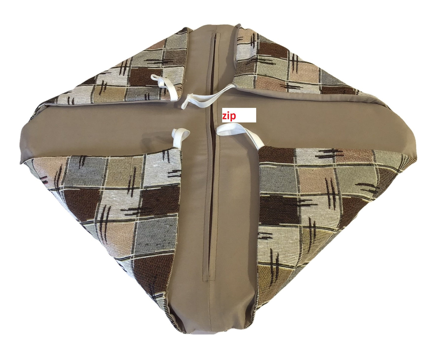 Galettes de chaise à rabats de cuisine - Set 4/6 Coussins - Tissu Gobelin -  couleur marron - Tissu Gobelin - art.chess