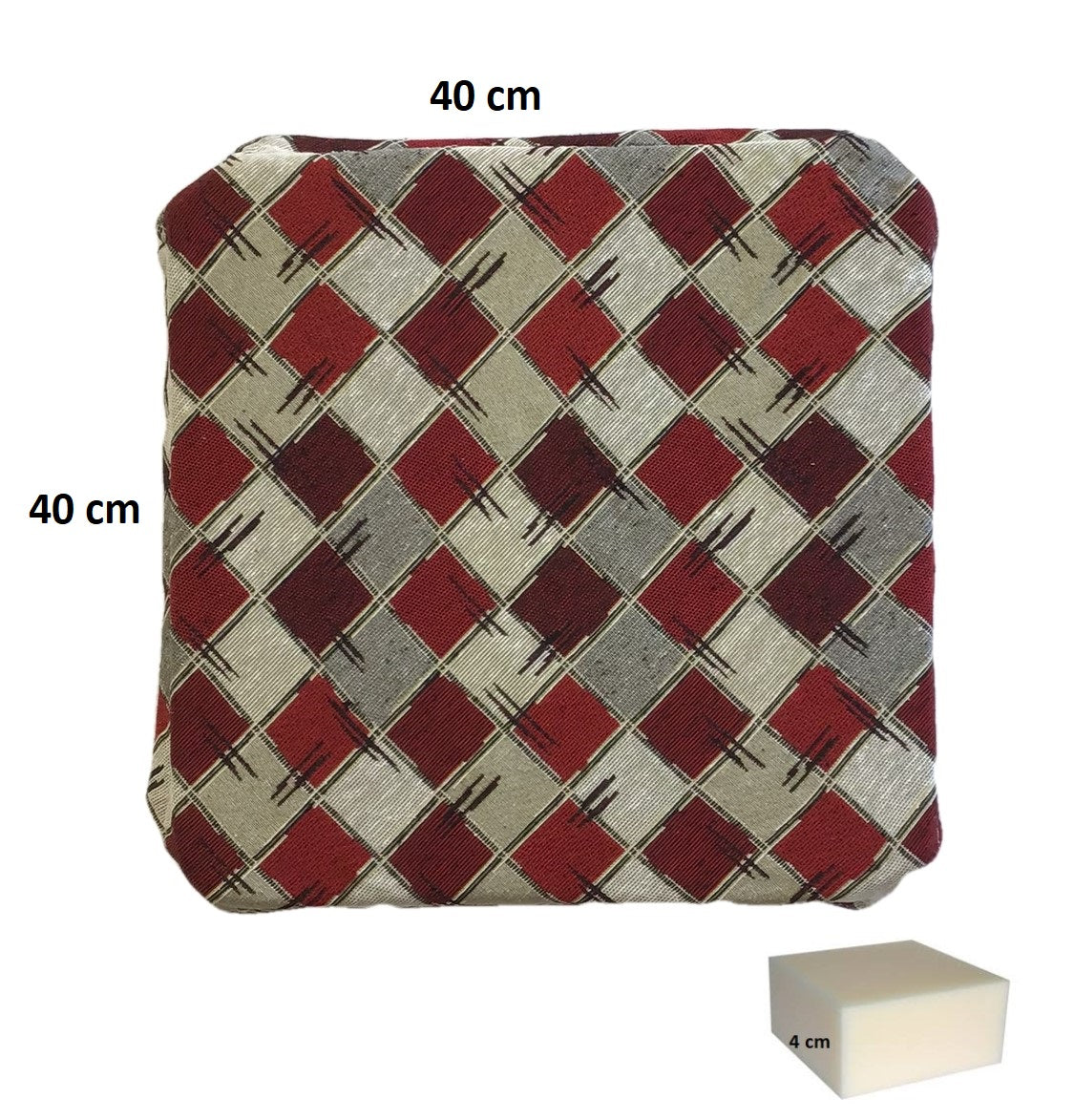 Galettes de chaise à rabats de cuisine - Set 4/6 Coussins - Tissu Gobelin -  couleur rouge - Tissu Gobelin - art.chess