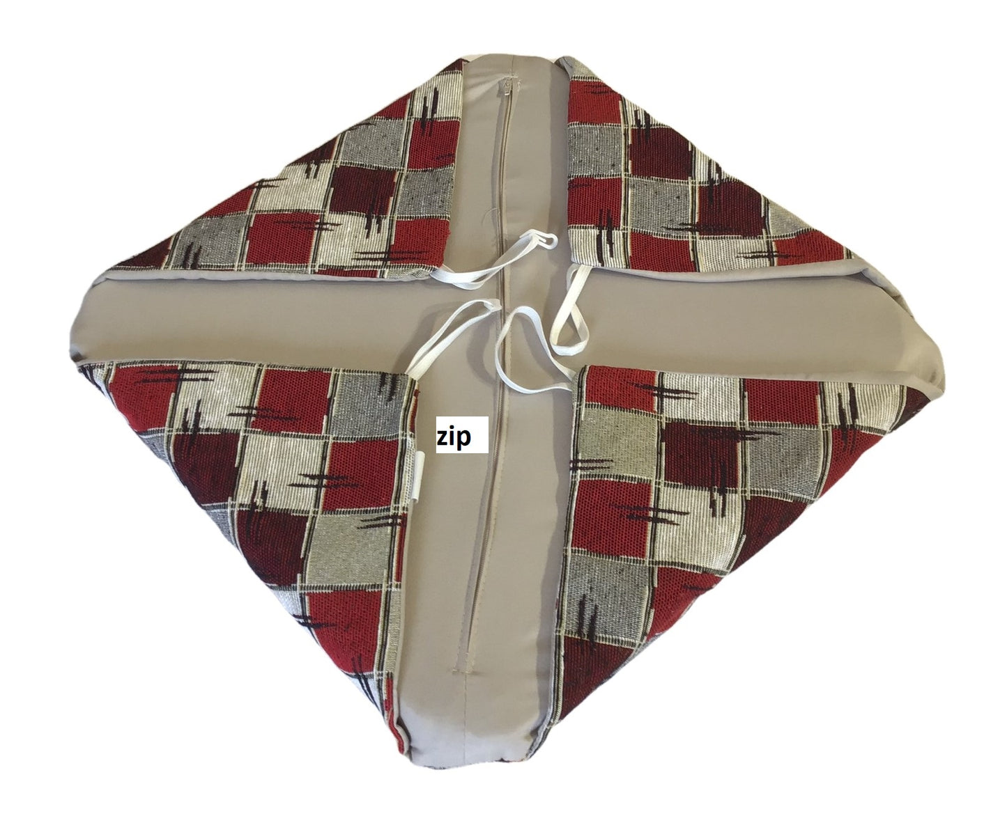 Galettes de chaise à rabats de cuisine - Set 4/6 Coussins - Tissu Gobelin -  couleur rouge - Tissu Gobelin - art.chess