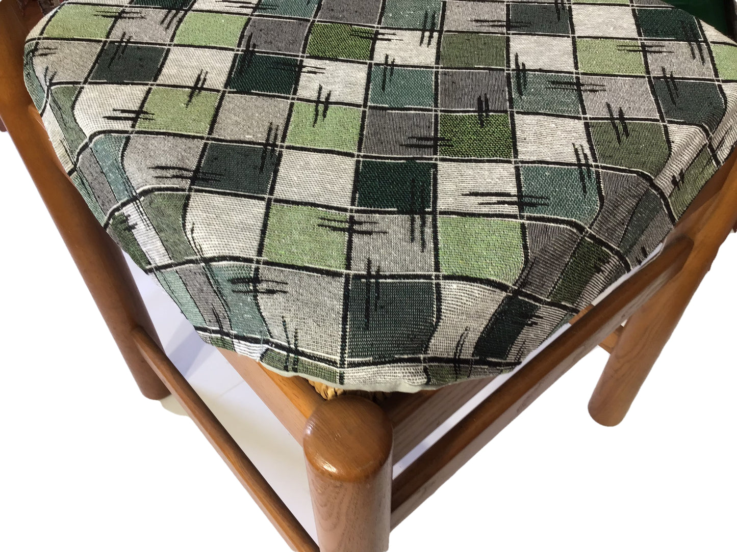 Galettes de chaise à rabats de cuisine - Set 4/6 Coussins - Tissu Gobelin -  couleur vert - Tissu Gobelin - art.chess