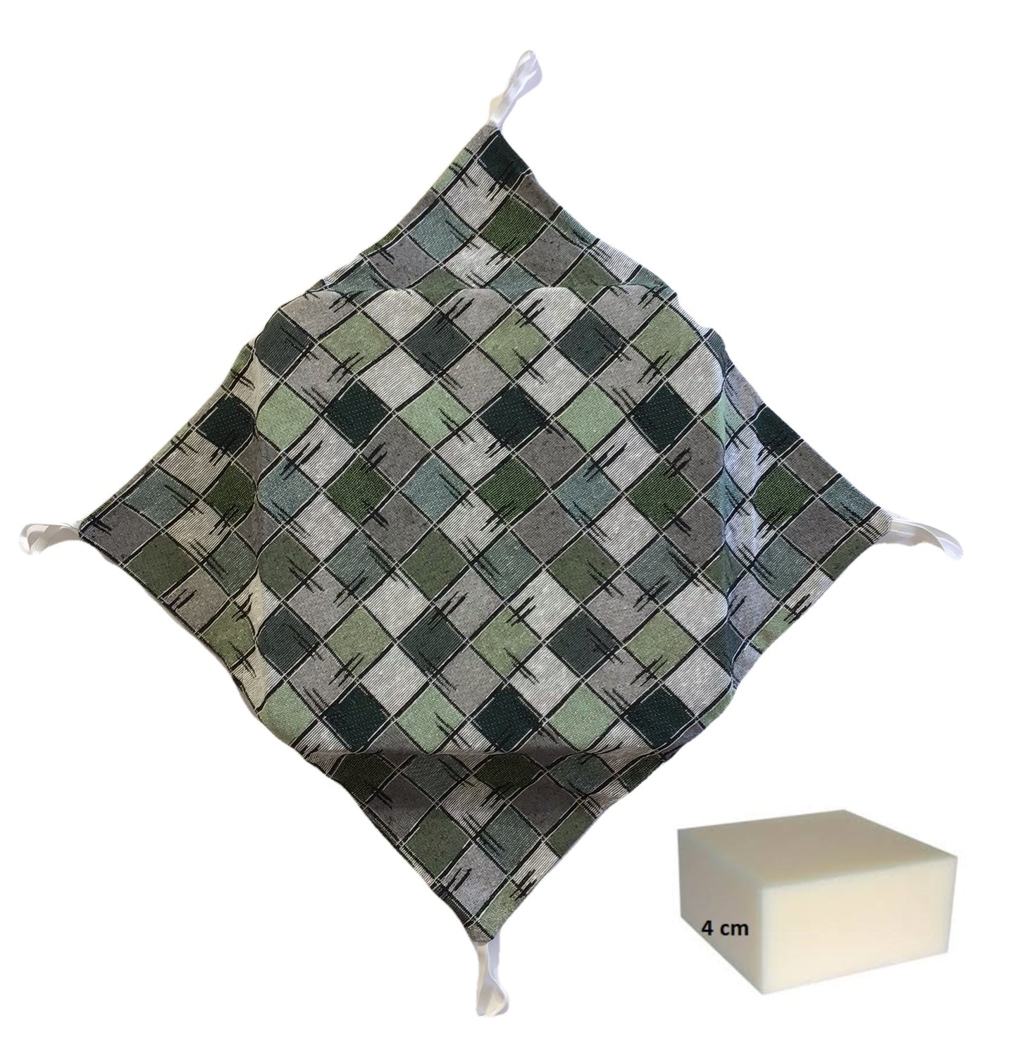Galettes de chaise à rabats de cuisine - Set 4/6 Coussins - Tissu Gobelin -  couleur vert - Tissu Gobelin - art.chess