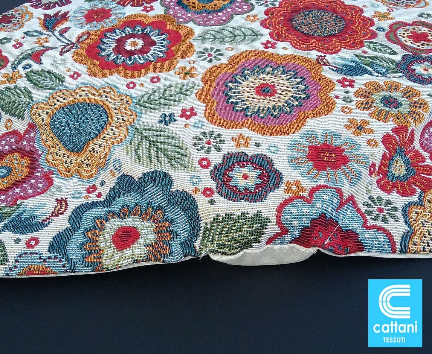 Galettes de chaise à rabats de cuisine - Set 4/6 Coussins - Tissu Gobelin - couleur multicolore 