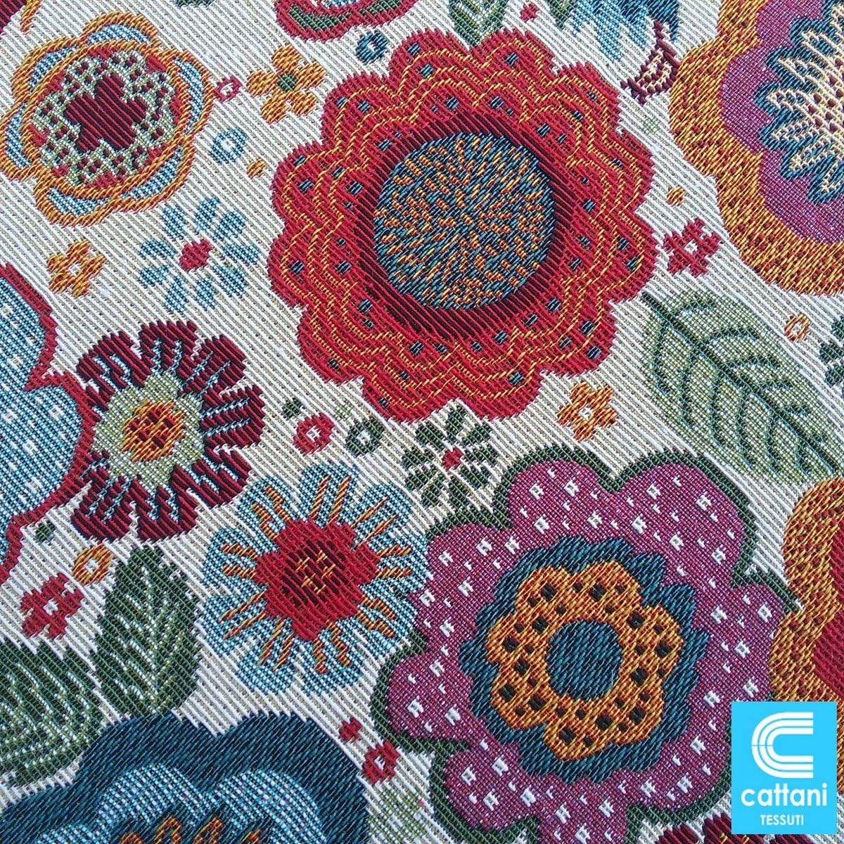 Galettes de chaise à rabats de cuisine - Set 4/6 Coussins - Tissu Gobelin - couleur multicolore 