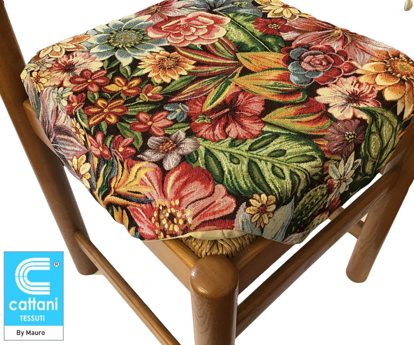 Galettes de chaise à rabats de cuisine - Set 4/6 Coussins - Tissu Gobelin - art.flowers
