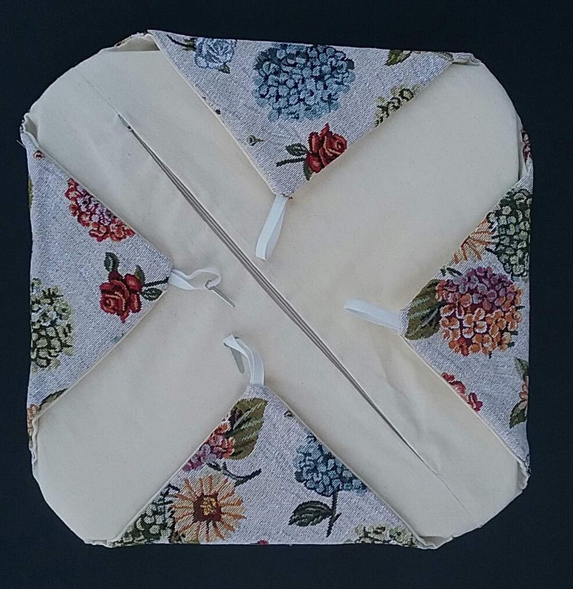 Galettes de chaise à rabats de cuisine - Set 4/6 Coussins - Tissu Gobelin - art. Hortensia