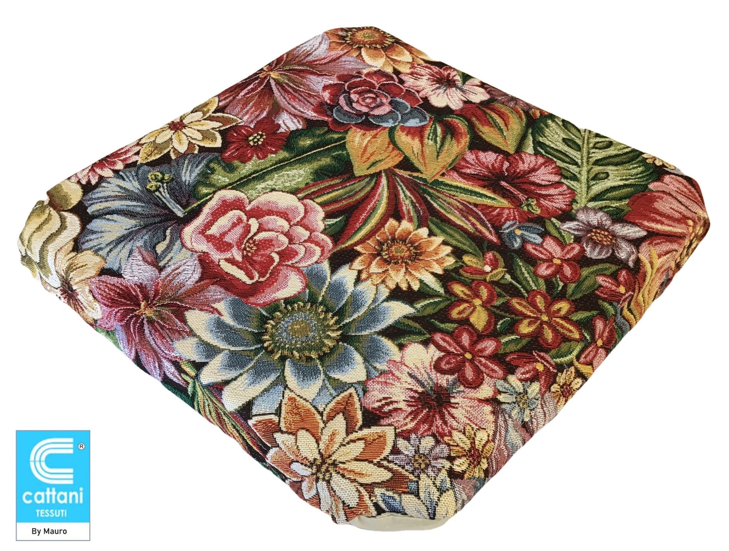 Galettes de chaise à rabats de cuisine - Set 4/6 Coussins - Tissu Gobelin - art.flowers