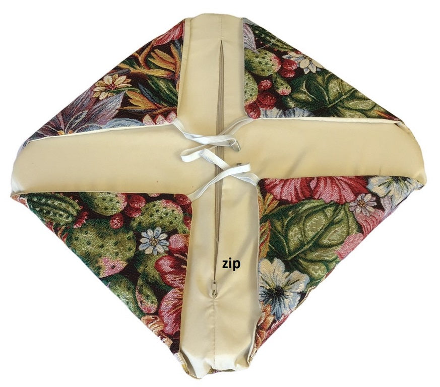 Galettes de chaise à rabats de cuisine - Set 4/6 Coussins - Tissu Gobelin - art.flowers