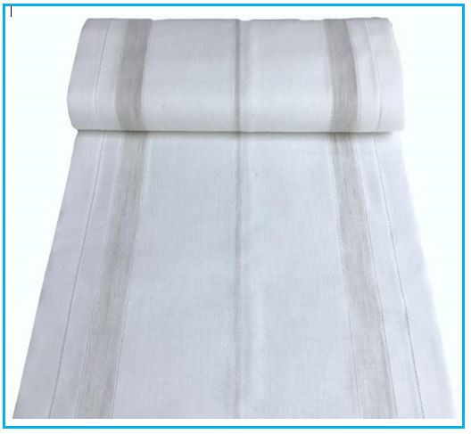 Tissu mélangé de lin 50/50 au Mètre , pour voilage vitrage , brise-bise, panneau japonais, stores bateau Largeur de 40 à 90 cm- blanc/taupe-art.103