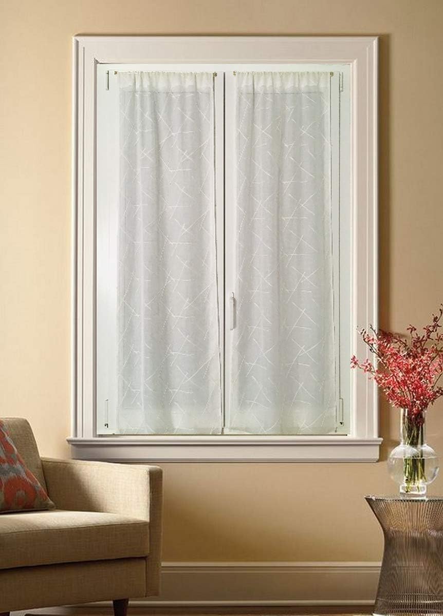 Paire de Voilages vitrages - passe-tringle - tissu brodés - largeur 45-65-90 cm - rideaux sur mesure - Art.504