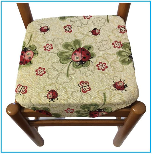 Galettes de chaise à rabats- Set 4/6 Coussins - coloris beige - Tissu Gobelin - coccinelle