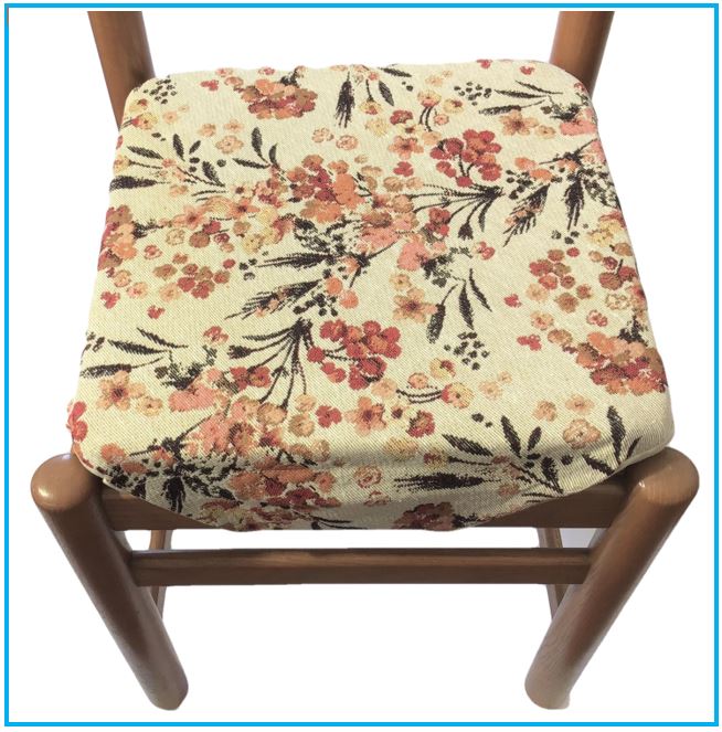 Galettes de chaise à rabats de cuisine - Set 4/6 Coussins - Tissu Gobelin - couleur beige - art. fleurs