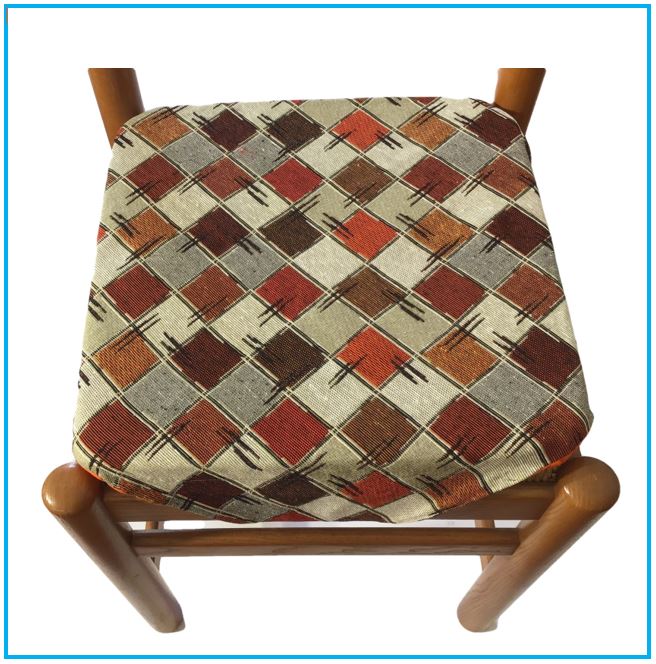 Galettes de chaise à rabats de cuisine - Set 4/6 Coussins - Tissu Gobelin - couleur orange - art.chess