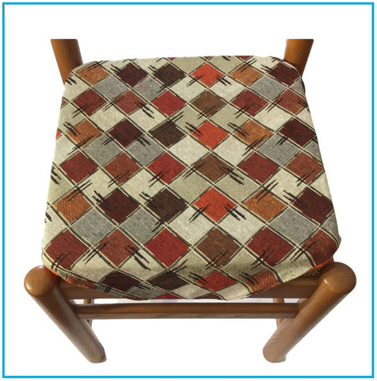 Galettes de chaise à rabats de cuisine - Set 4/6 Coussins - Tissu Gobelin - couleur orange - art.chess