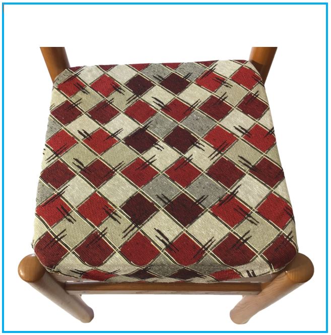 Galettes de chaise à rabats de cuisine - Set 4/6 Coussins - Tissu Gobelin -  couleur rouge - Tissu Gobelin - art.chess
