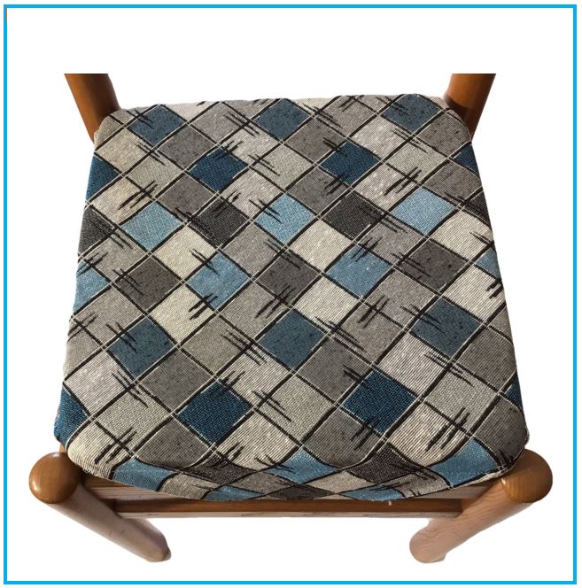 Galettes de chaise à rabats de cuisine - Set 4/6 Coussins - Tissu Gobelin -  couleur bleu - Tissu Gobelin - art.chess
