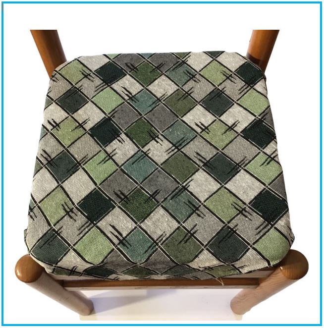 Galettes de chaise à rabats de cuisine - Set 4/6 Coussins - Tissu Gobelin -  couleur vert - Tissu Gobelin - art.chess