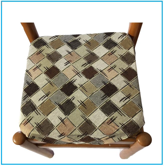 Galettes de chaise à rabats de cuisine - Set 4/6 Coussins - Tissu Gobelin -  couleur marron - Tissu Gobelin - art.chess
