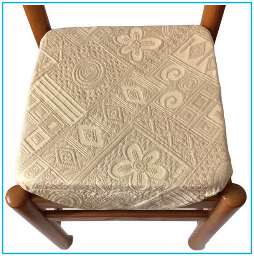 Galettes Coussins de Chaise à Rabats de cuisine Set 4/6 - coloris beige - Tissu Jacquard Matelasse 