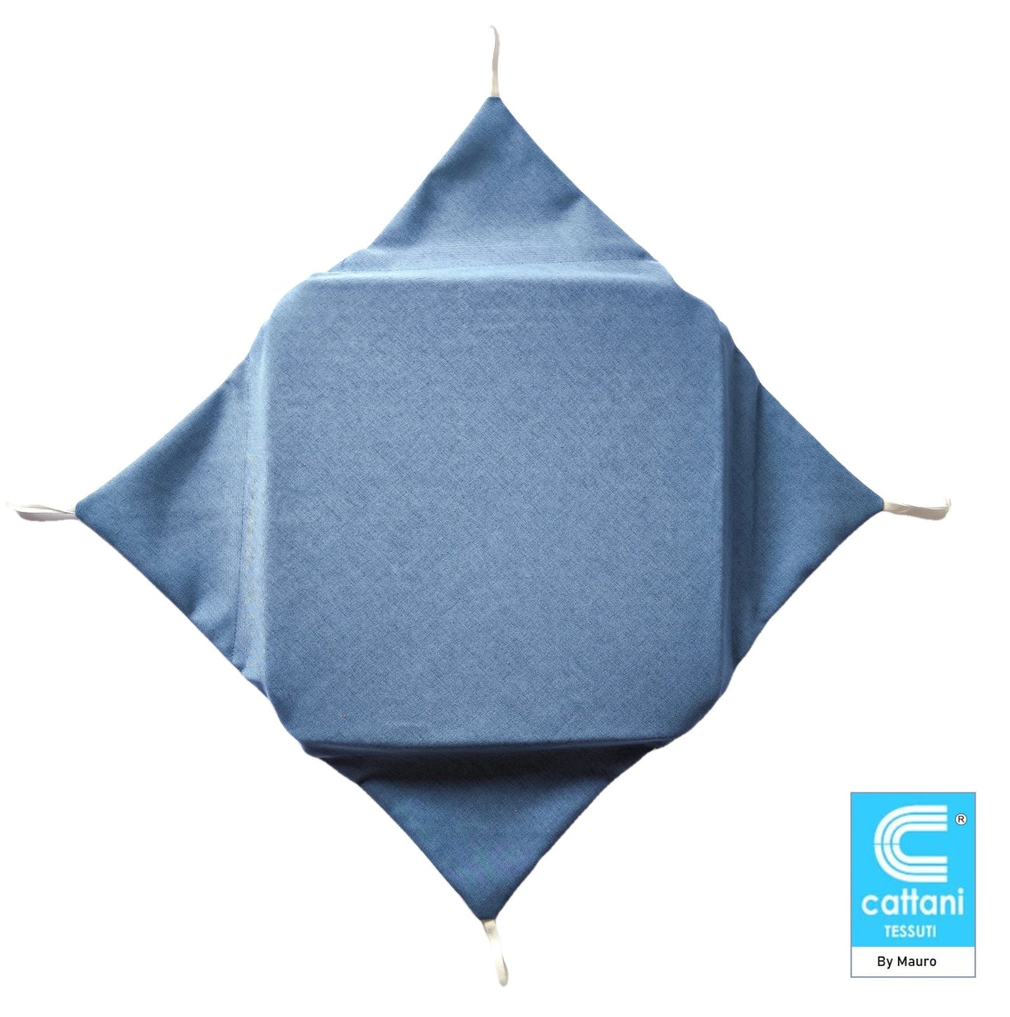 Cuscino bleu elettrico con 4 ali per un fissaggio stabile alla sedia, ideale per evitare spostamenti.