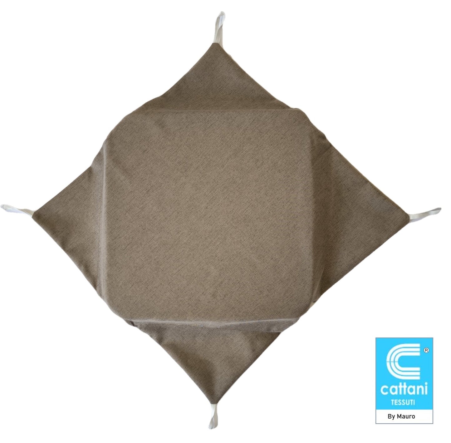 Cuscino marrone con 4 ali per un fissaggio stabile alla sedia, ideale per evitare spostamenti.