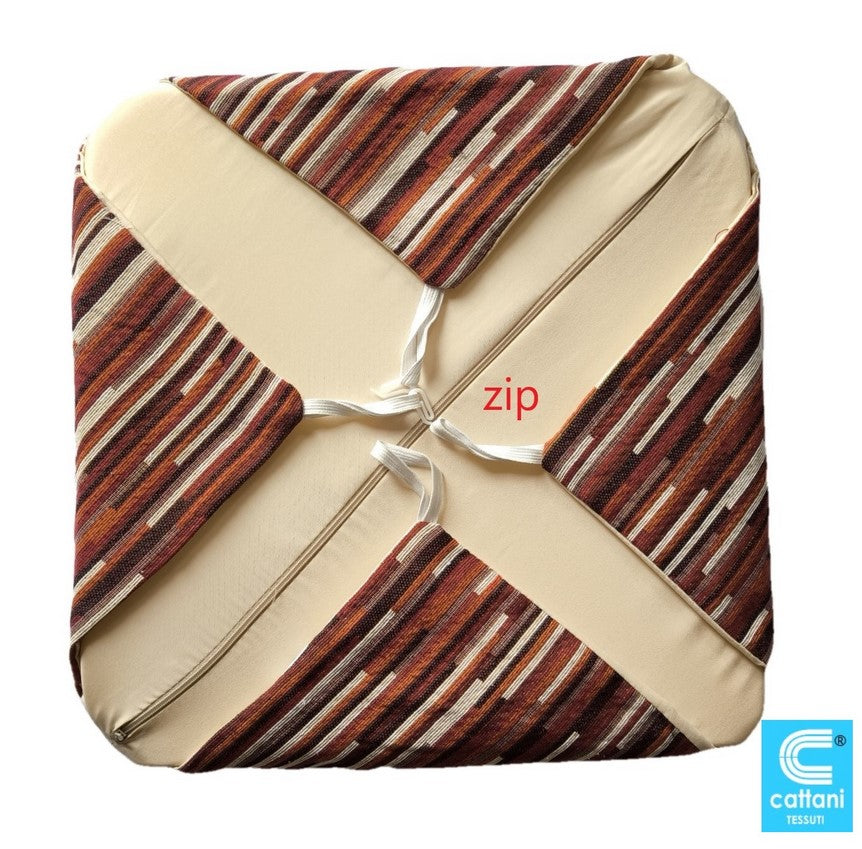 Galettes de chaise à rabats de cuisine - Set 4/6 Coussins - Tissu jacquard - 2 motifs