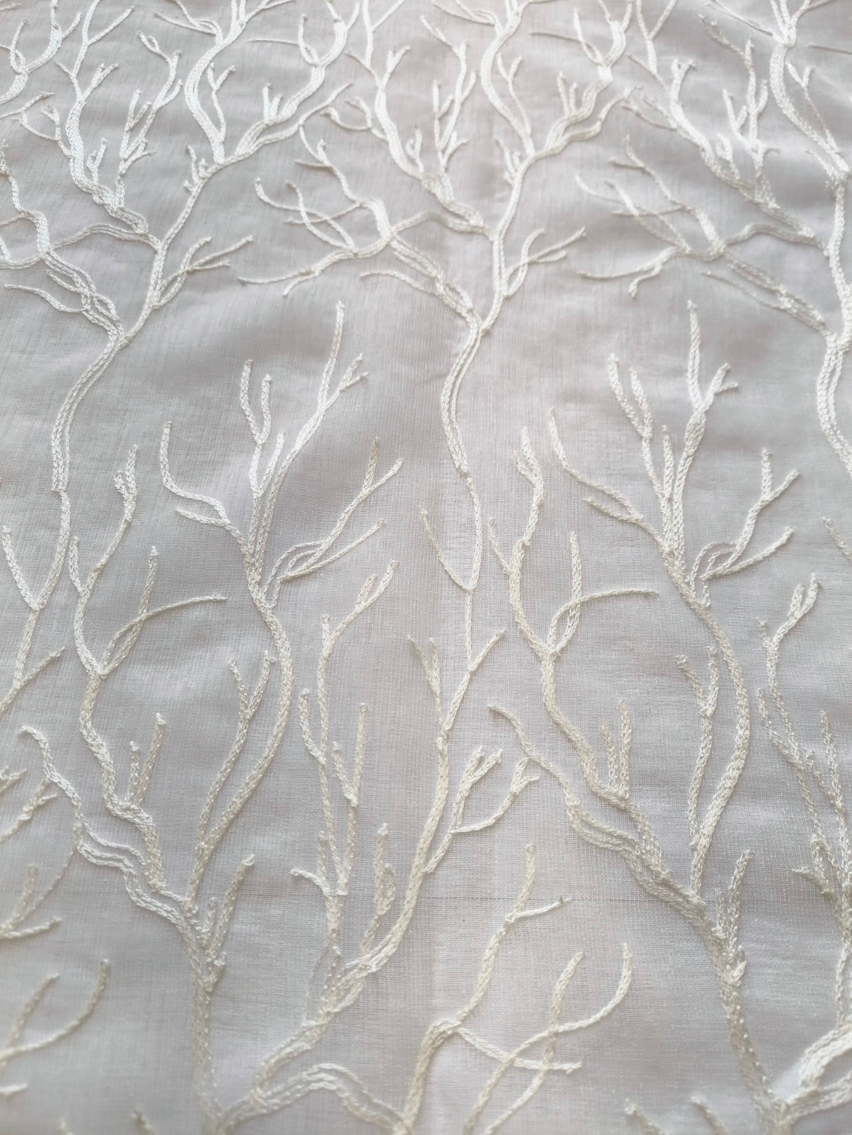 Voilage à œillets – 1 panneau blanc – Largeur 200 cm, Hauteur de 180 à 280 cm – Rideaux Salon et Chambre – Art. Branches Sèches