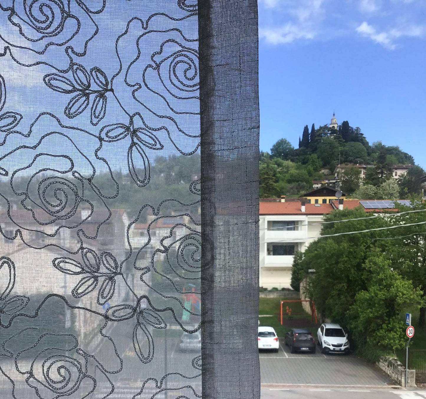 Paire voilages vitrages brodés semi-transparents - largeur 45-70-90 cm