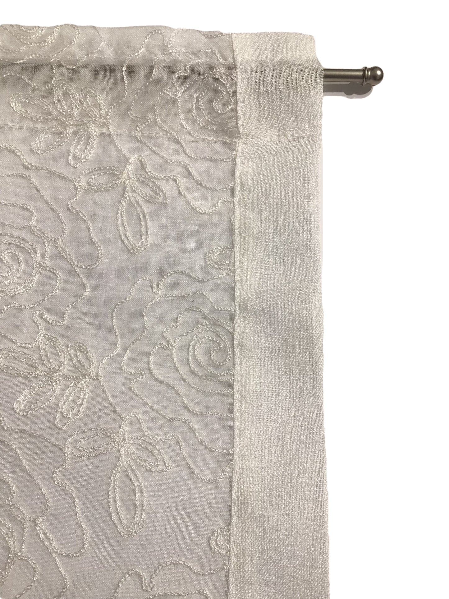 Paire voilages vitrages brodés semi-transparents - largeur 45-70-90 cm
