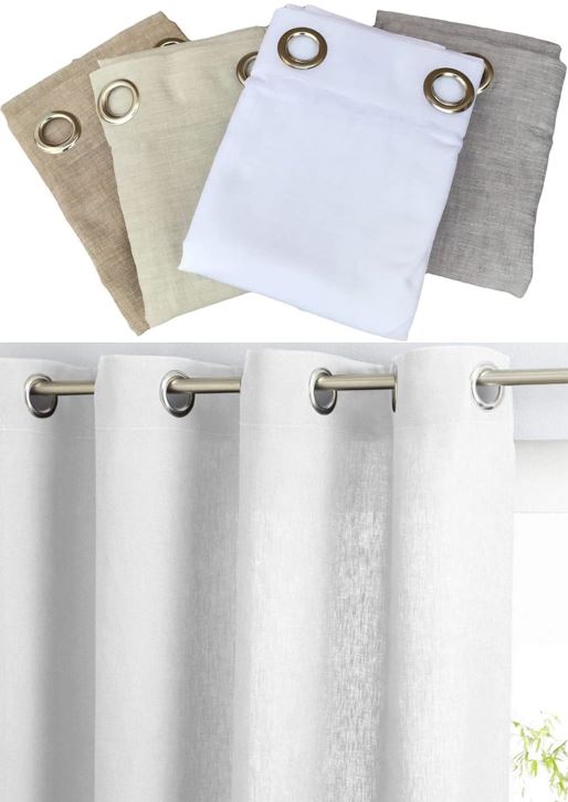 Voilage à oeillets pour intérieurs - semi-transparents - tissu effet lin - largeur maxi 200/280 - hauteur individuelle - longueur personnalisée sur demande - art.813