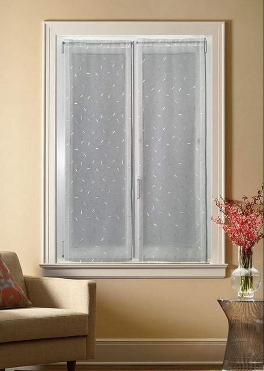 Paire de voilages vitrages - passe-tringle- - largeur 45/60/80/90 cm - blanc/rouge/gris/gris tourterelle-art.511