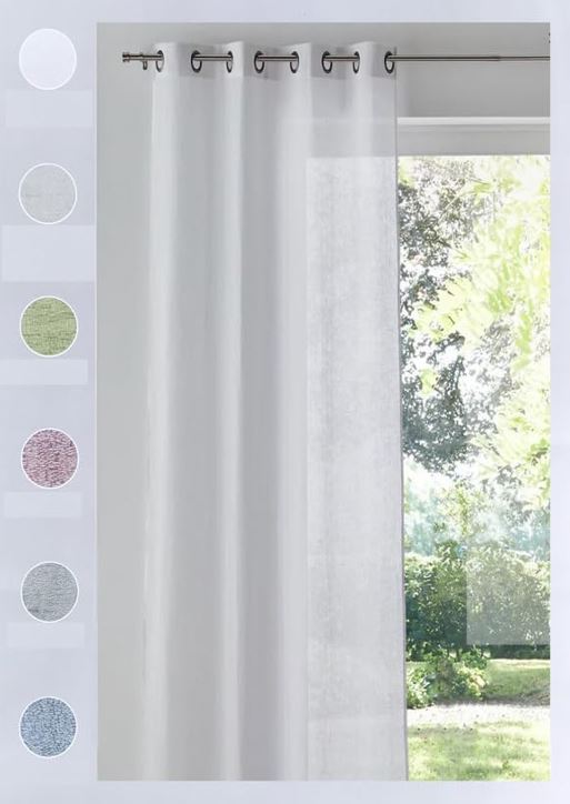 Voilage à oeillets - 1 panneau largeur maxi 200 - hauteur sur mesure - Tissu Crêpe Georgette - blanc-art.811