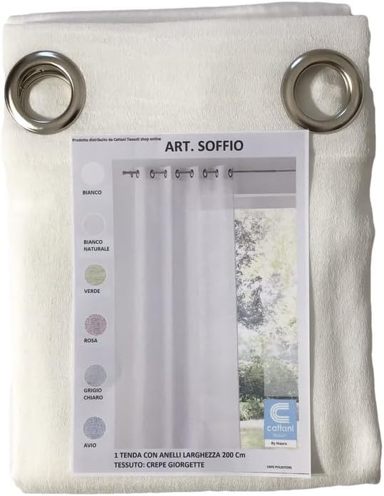 Voilage à oeillets - 1 panneau largeur maxi 200 - hauteur sur mesure - Tissu Crêpe Georgette - blanc-art.811
