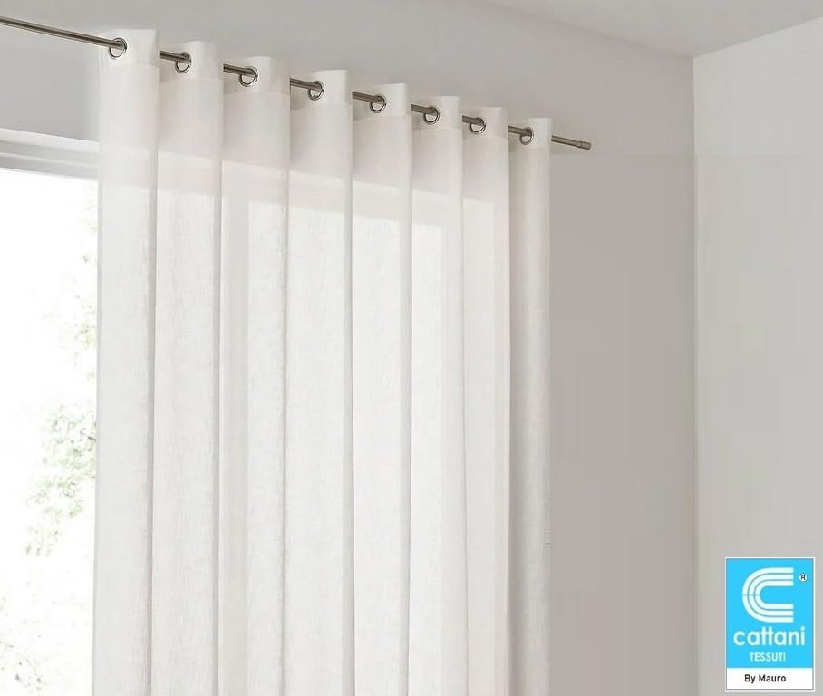 Voilage à oeillets - 1 panneau largeur maxi 200 - hauteur sur mesure - Tissu Crêpe Georgette - blanc-art.811