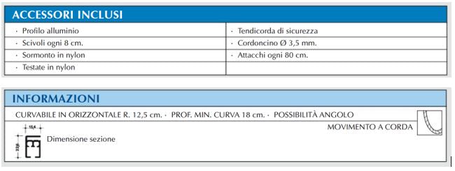 Rail en aluminium pour rideaux froncés avec courbes latérales – Sur mesure – Art. 203