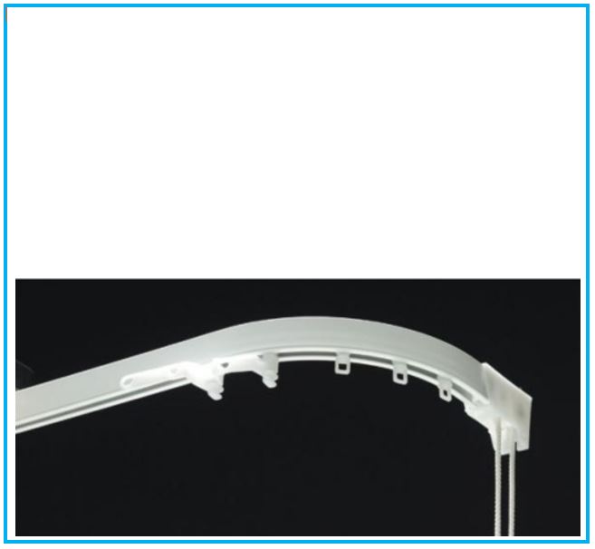 Rail en aluminium pour rideaux froncés avec courbes latérales – Sur mesure – Art. 203