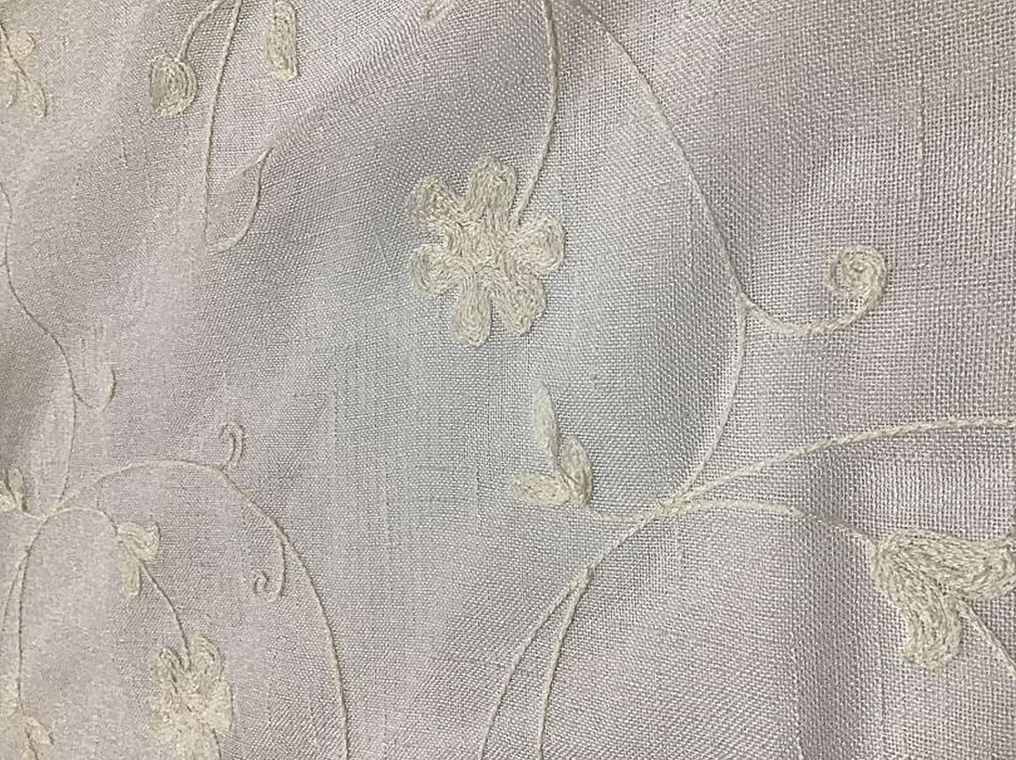 Paire de voilages vitrage - Tissu blanc avec fleur brodée -  3 var. blanc/gris/rose  - largeur 60 cm - longueur sur mesure - art.516