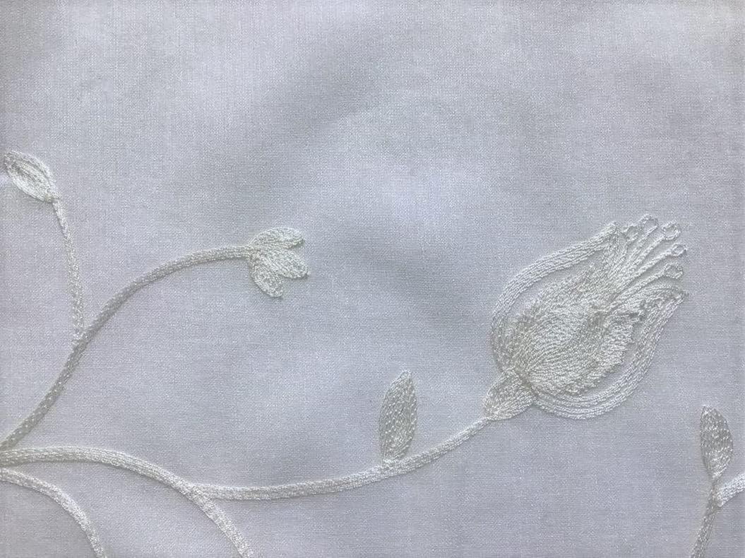 Paire voilages vitrages - passe-tringle  - largeur 65 cm - longueur sur mesure - blanc-gris-rose-art.517