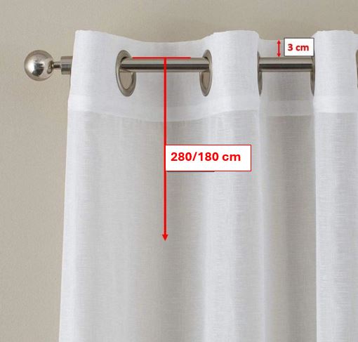 Voilage à oeillets largeur 140 cm - hauteur sur mesure - blanc-blanc/gris-art.801