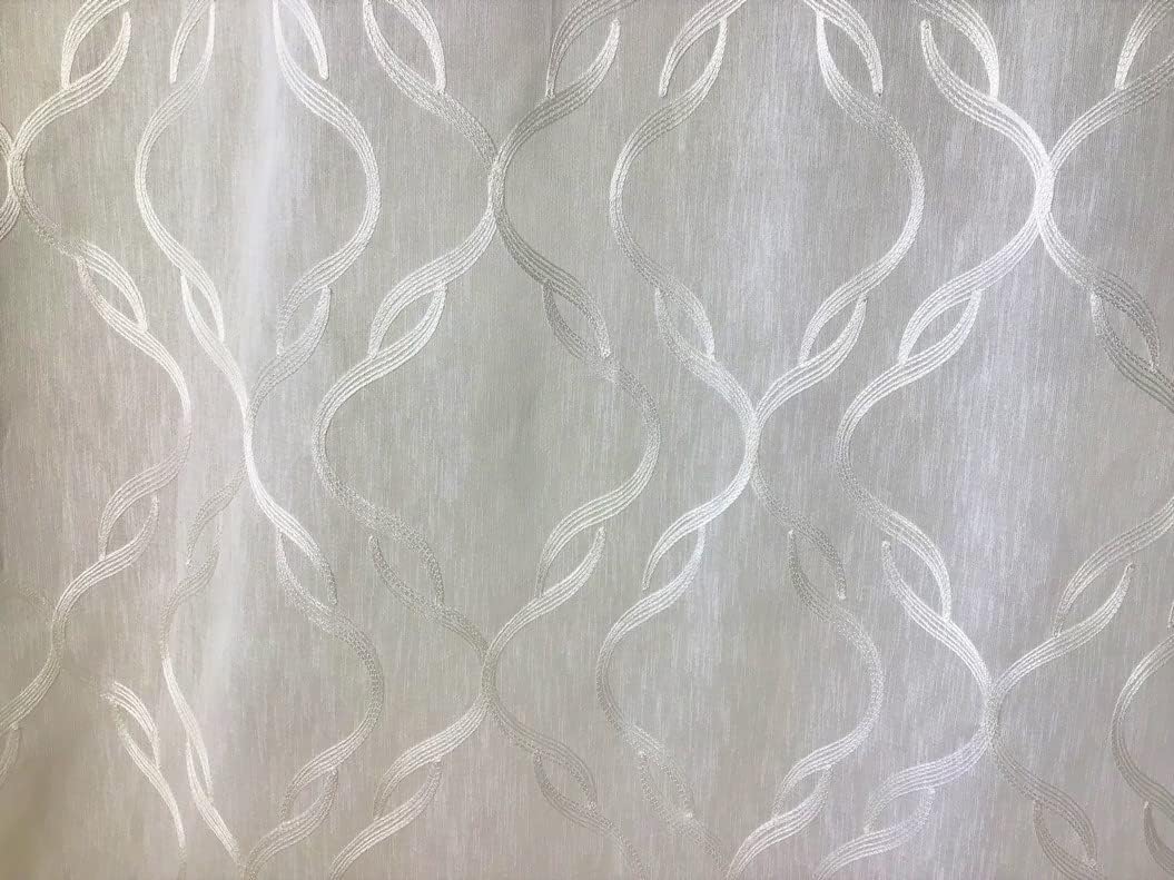 Voilage à oeillets largeur 140 cm - hauteur sur mesure - blanc-blanc/gris-art.801