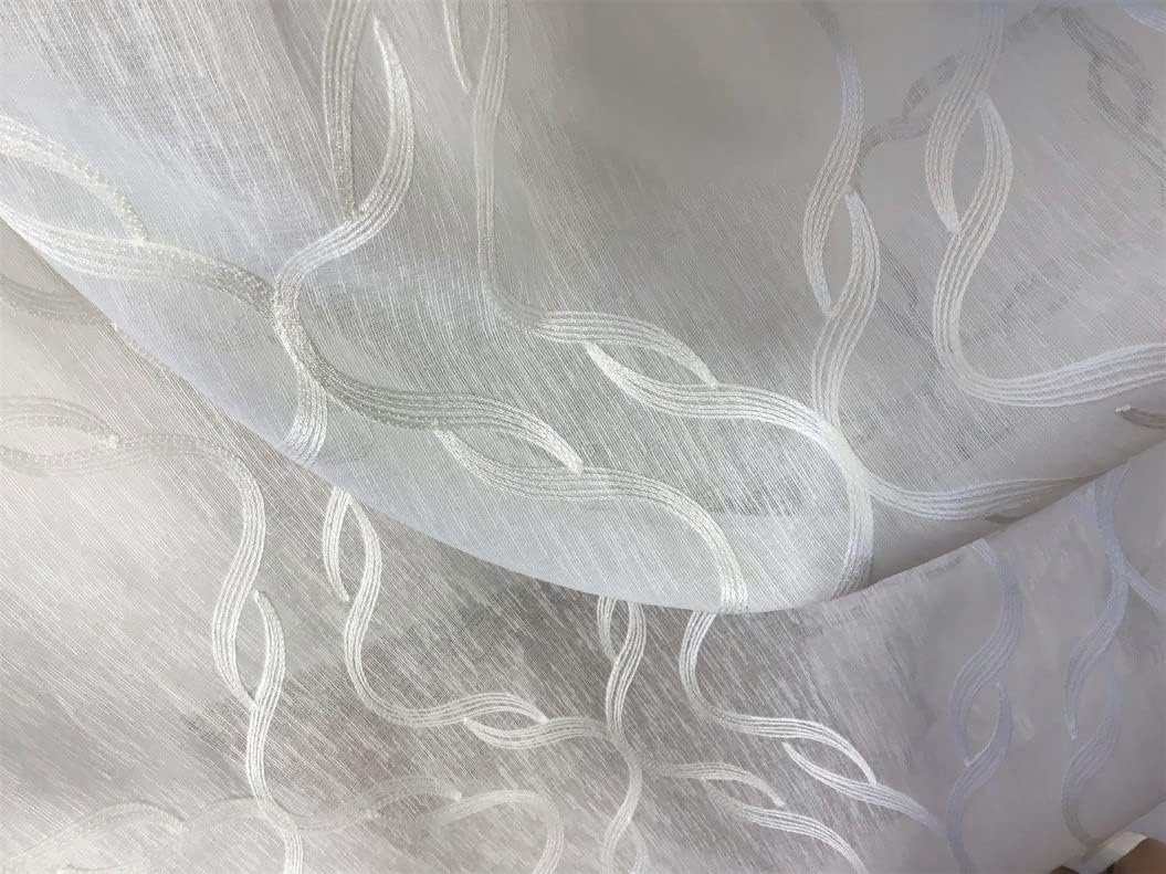 Voilage à oeillets largeur 140 cm - hauteur sur mesure - blanc-blanc/gris-art.801