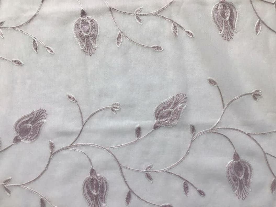 Paire voilages vitrages - passe-tringle  - largeur 65 cm - longueur sur mesure - blanc-gris-rose-art.517