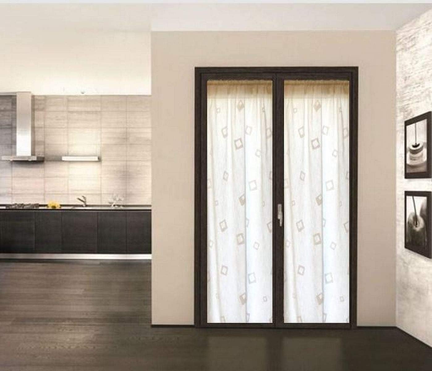 Paire de voilages vitrages - passe-tringle - largeur 60-80 cm - longueur personnalisée art-512